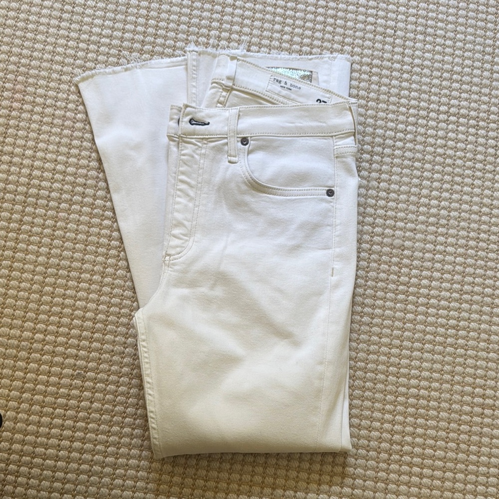 Rag & Bone Cream Ankle Cropped Jeans